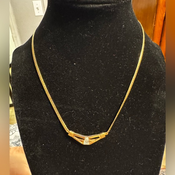 Givenchy Jewelry - Givenchy Elegant Gold Necklace with Clear Gem